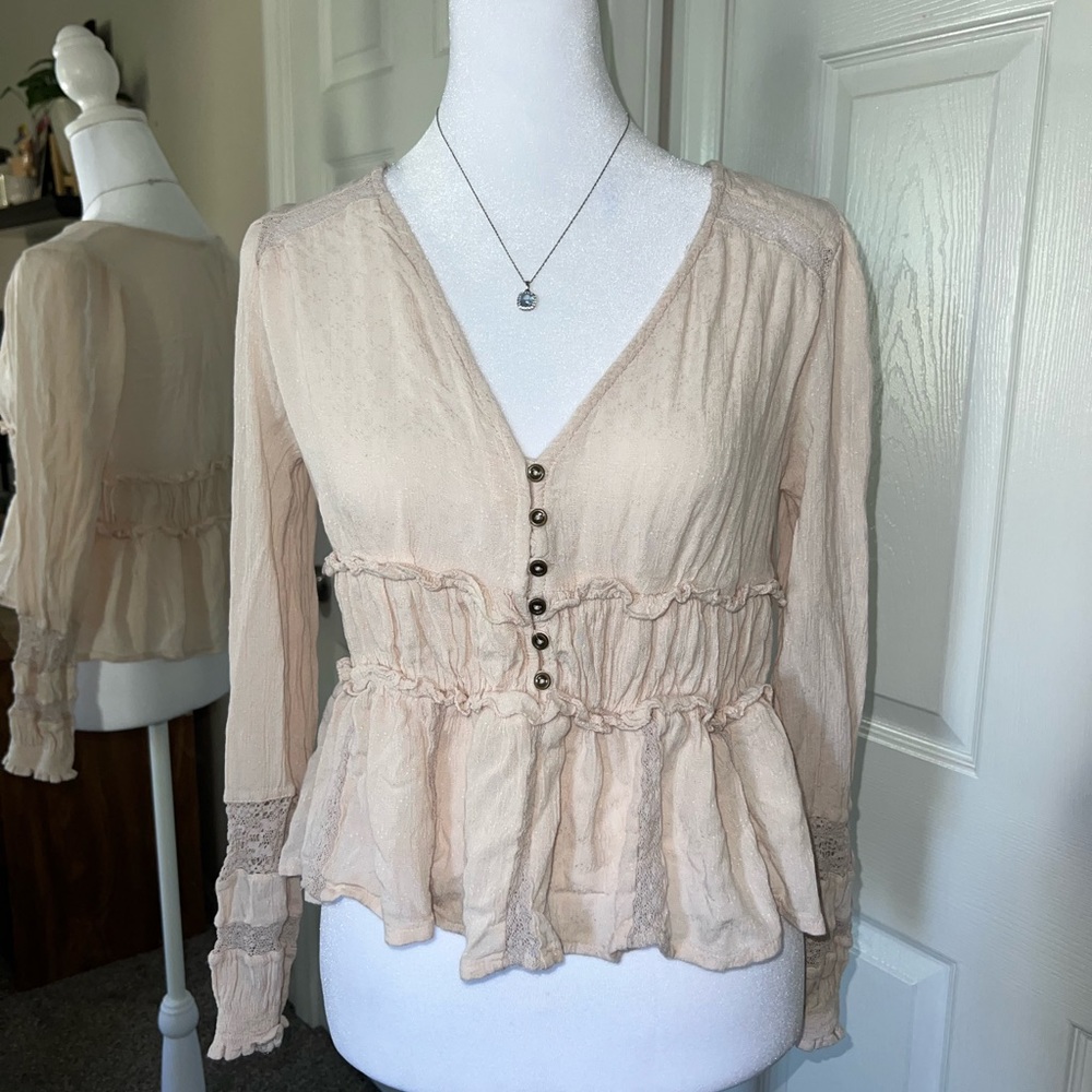 American Eagle Outfitters Cream Blouse